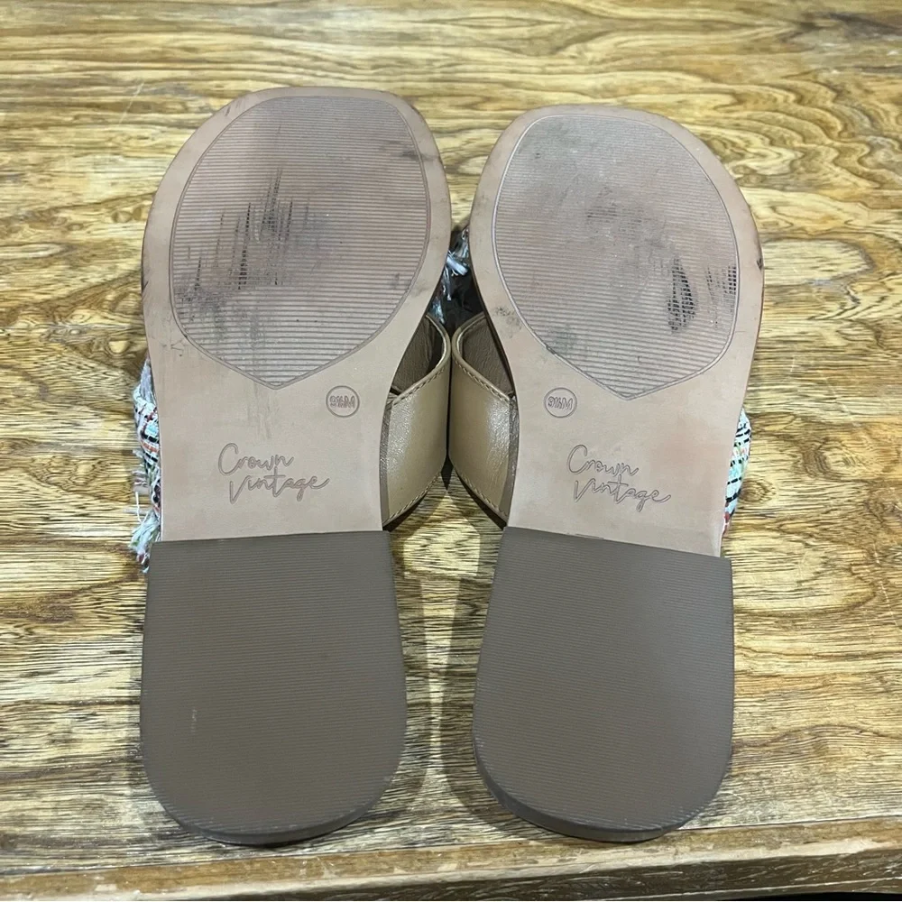 Crown Vintage blingy fabric fringe slides. Sz 9.5 - Picture 6 of 16